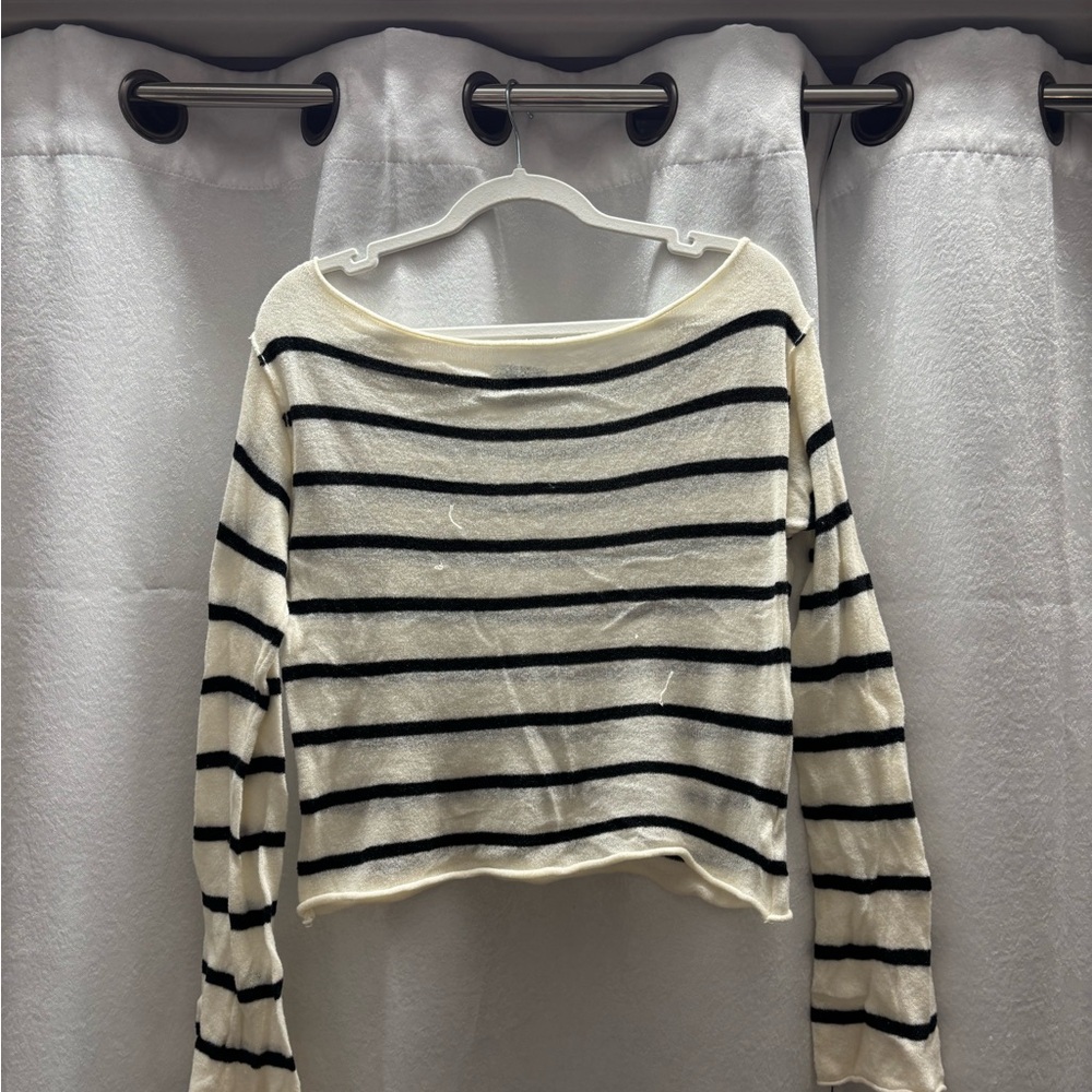 Striped Black and White Women's Top